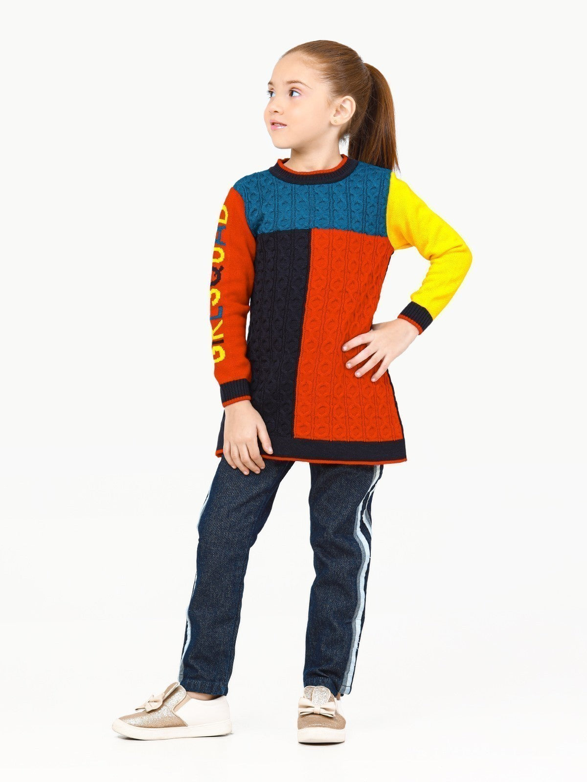 Edenrobe - Girl's Multi Sweater Frock - EGTSF22-006