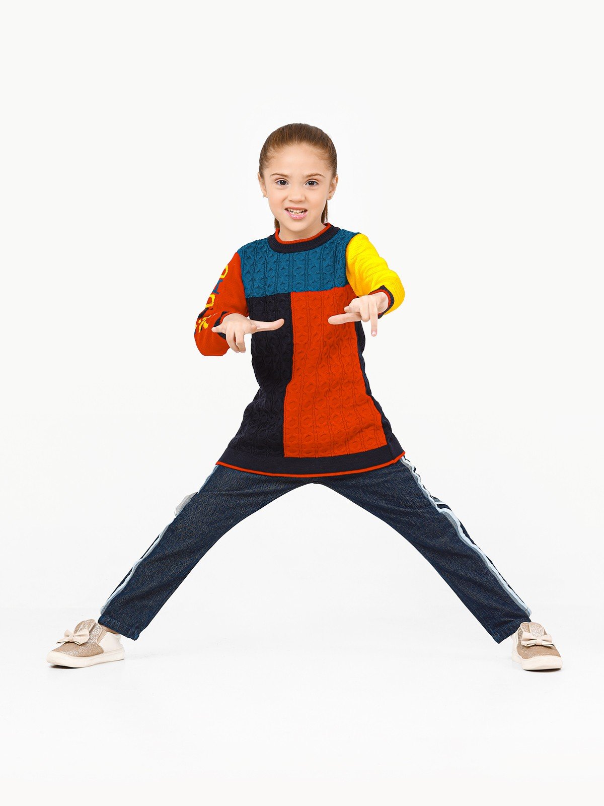 Edenrobe - Girl's Multi Sweater Frock - EGTSF22-006