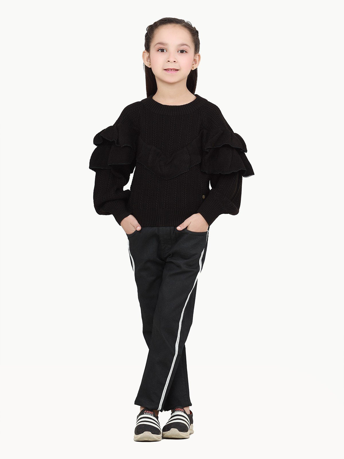 Edenrobe - Girl's Black Sweater - EGTSWT22-001