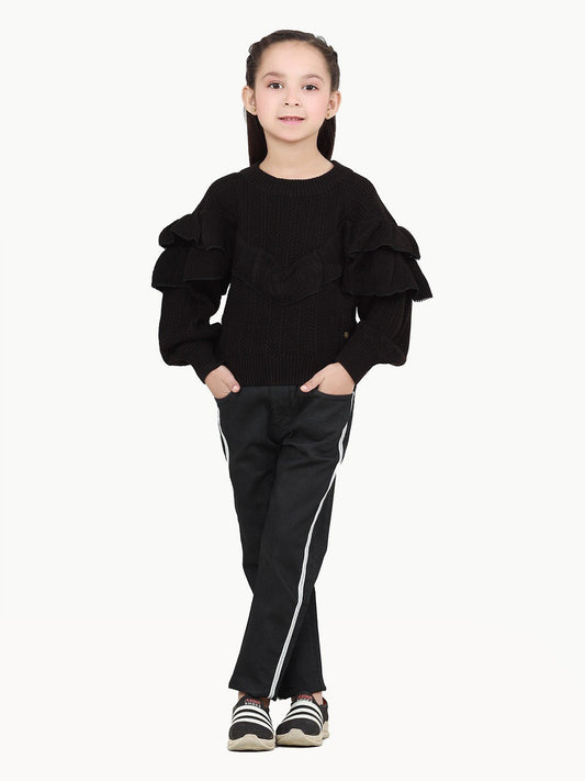 Edenrobe - Girl's Black Sweater - EGTSWT22-001