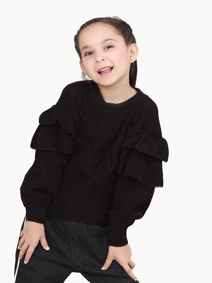 Edenrobe - Girl's Black Sweater - EGTSWT22-001