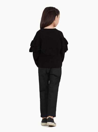 Edenrobe - Girl's Black Sweater - EGTSWT22-001