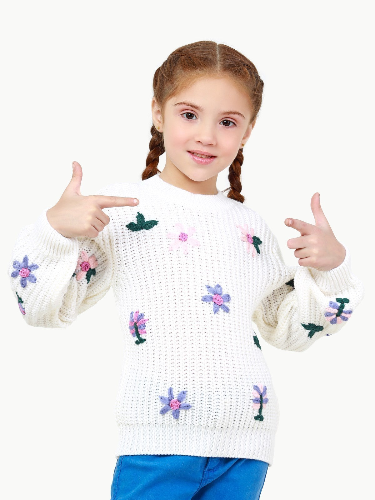Edenrobe - Girl's Off White Sweater - EGTSWT22-011