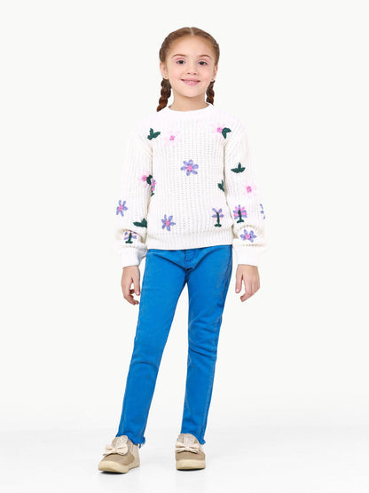 Edenrobe - Girl's Off White Sweater - EGTSWT22-011