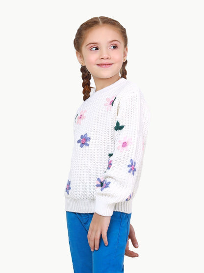 Edenrobe - Girl's Off White Sweater - EGTSWT22-011