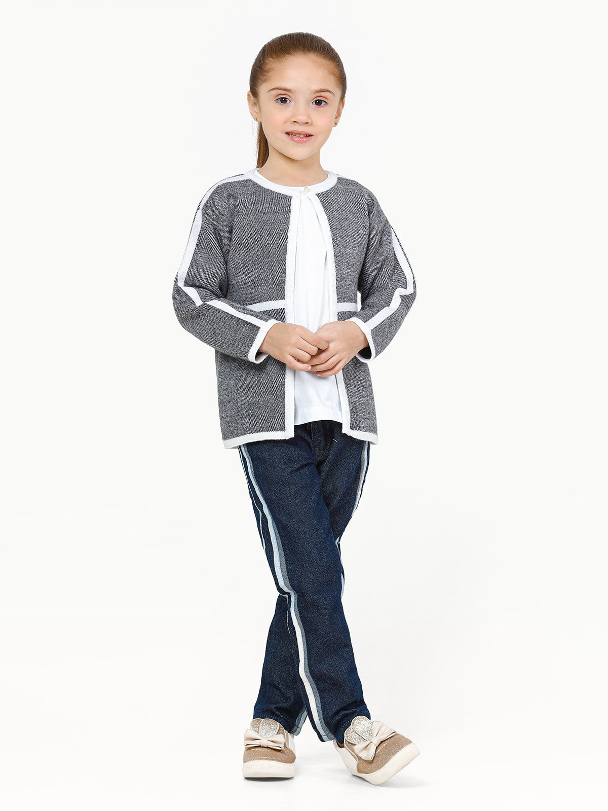 Edenrobe - Girl's Grey Sweater - EGTSWT22-012