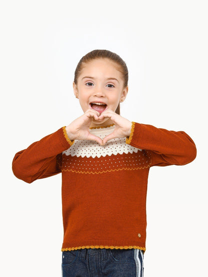 Edenrobe - Girl's Rust Sweater - EGTSWT22-013