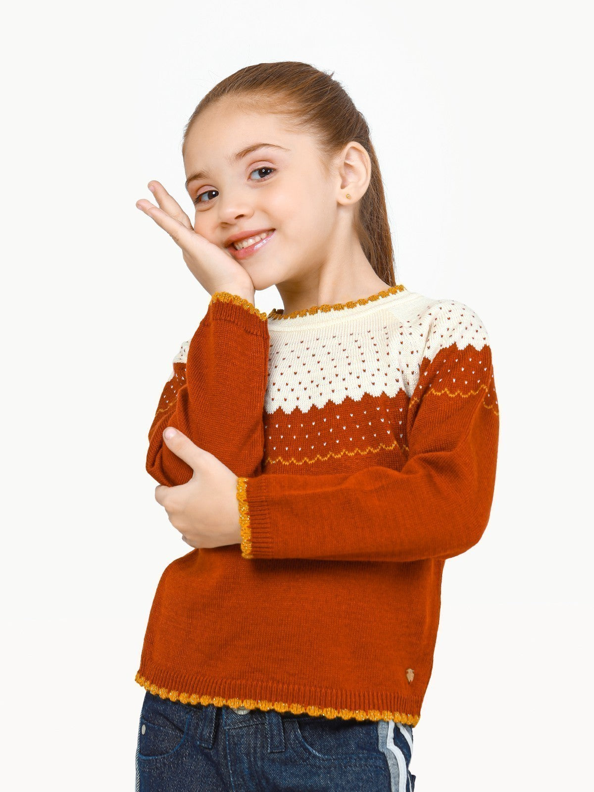 Edenrobe - Girl's Rust Sweater - EGTSWT22-013