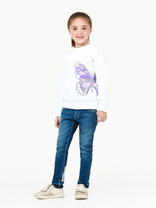 Edenrobe - Girl's White Sweatshirt - EGTSS22-001