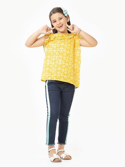 Edenrobe - Girl's Yellow Fusion Top - EGTF21S-001