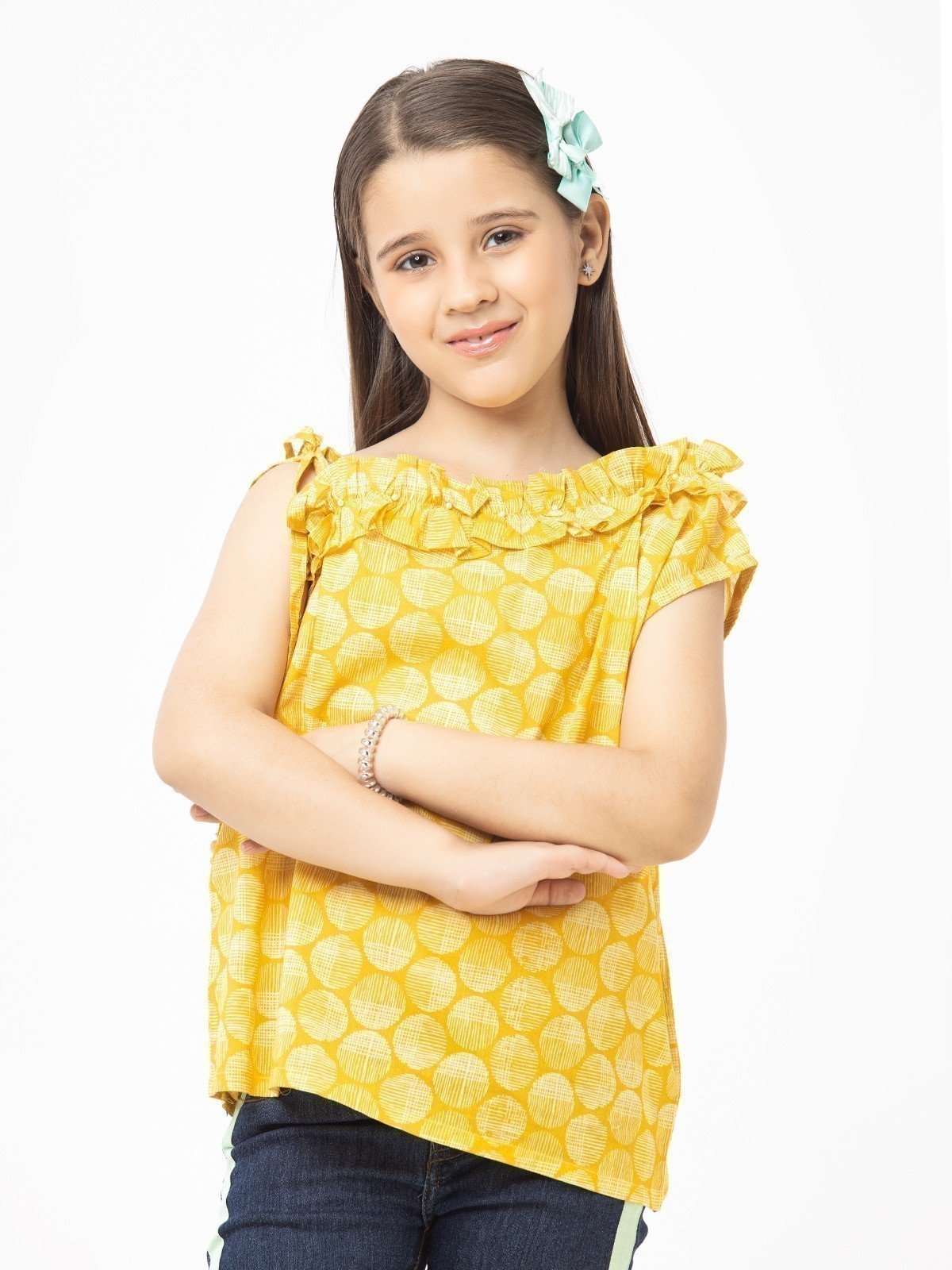 Edenrobe - Girl's Yellow Fusion Top - EGTF21S-001