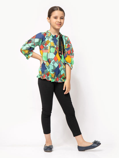 Edenrobe - Girl's Sea Green Fusion Top - EGTFT21-002