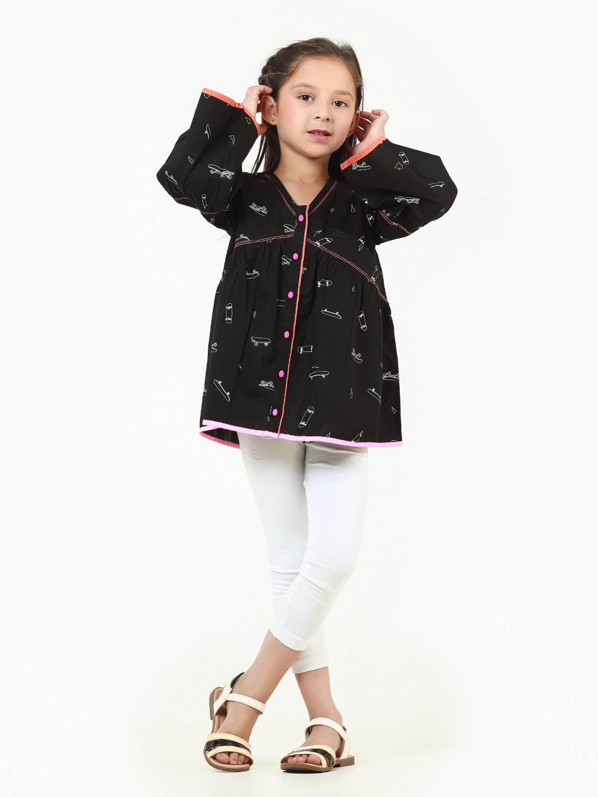 Edenrobe - Girl's Black Fusion Top - EGTFT22-100001