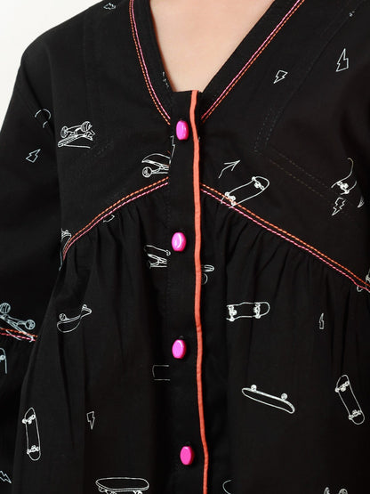 Edenrobe - Girl's Black Fusion Top - EGTFT22-100001