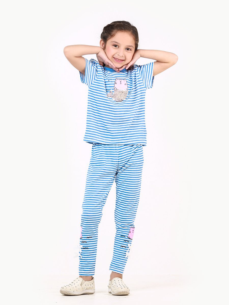 Edenrobe - Girl's White & Blue Top - EGTS21-002