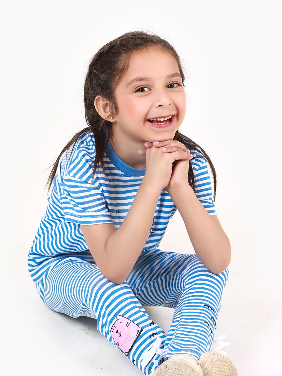 Edenrobe - Girl's White & Blue Top - EGTS21-002