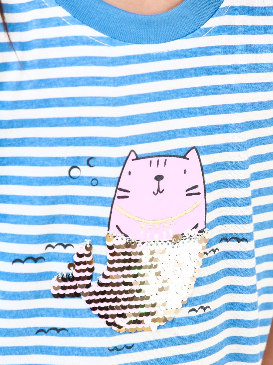 Edenrobe - Girl's White & Blue Top - EGTS21-002