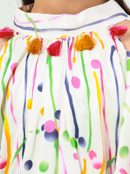 Edenrobe - Girl's White Multi Top - EGTW22-001