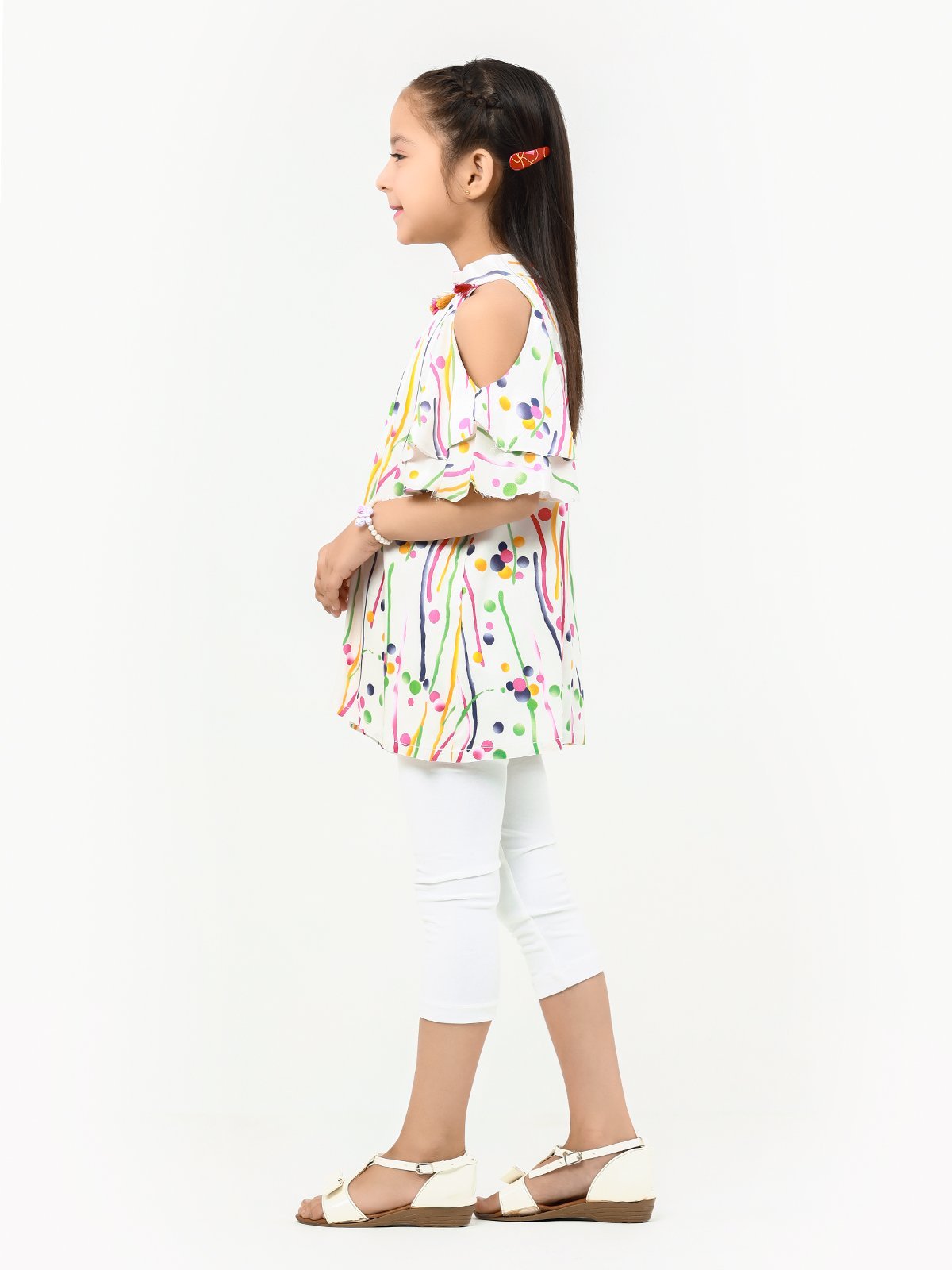Edenrobe - Girl's White Multi Top - EGTW22-001