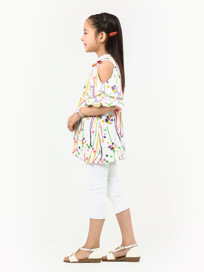 Edenrobe - Girl's White Multi Top - EGTW22-001