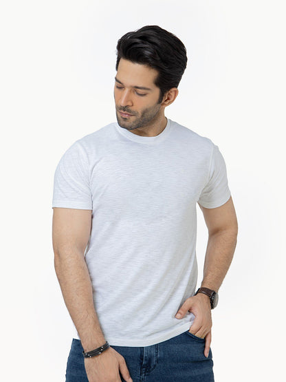 Edenrobe - Men's White Basic Tee - EMTBT22-004
