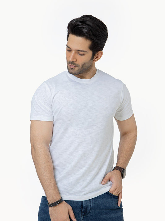 Edenrobe - Men's White Basic Tee - EMTBT22-004