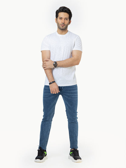 Edenrobe - Men's White Basic Tee - EMTBT22-004