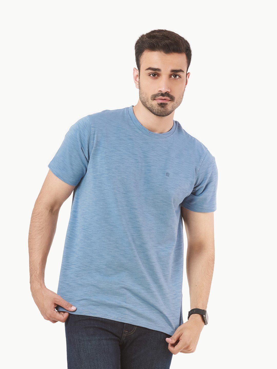 Edenrobe - Men's Teal Blue Basic Tee - EMTBT22-005