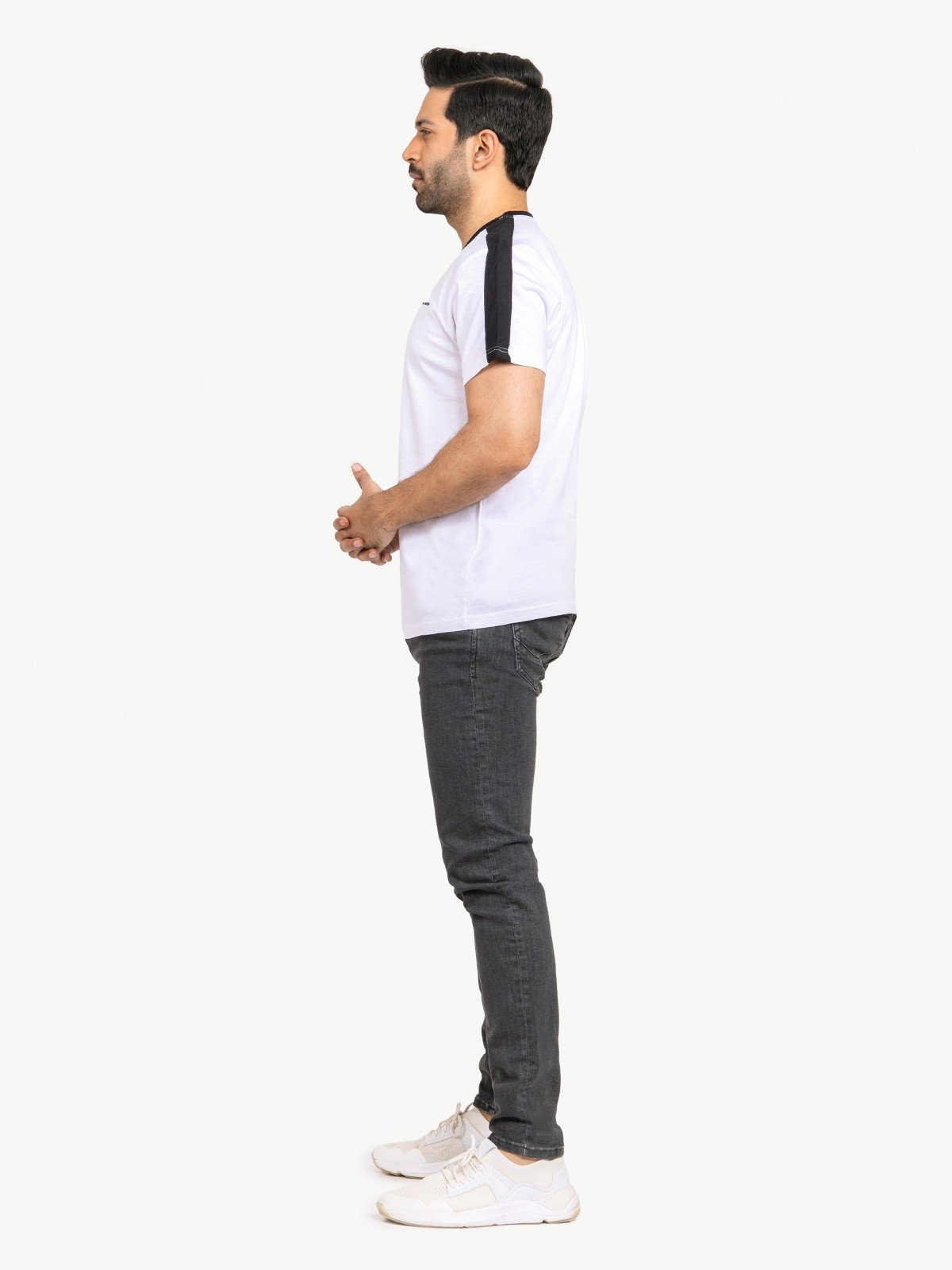 Edenrobe - Men's White & Black Graphic Tee - EMTGT21-008