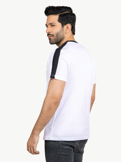 Edenrobe - Men's White & Black Graphic Tee - EMTGT21-008
