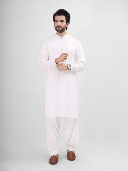 Edenrobe - Men's Off White Kurta Shalwar - EMTKS22S-40926