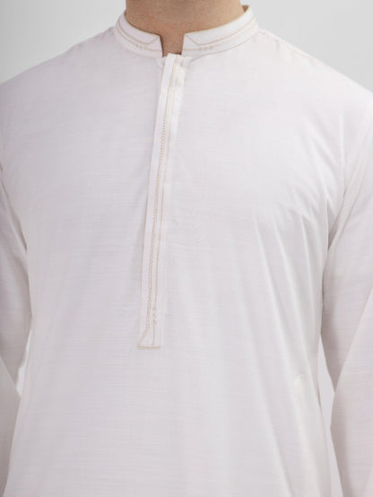 Edenrobe - Men's Off White Kurta Shalwar - EMTKS22S-40926