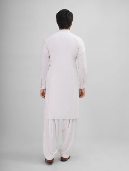 Edenrobe - Men's Off White Kurta Shalwar - EMTKS22S-40926