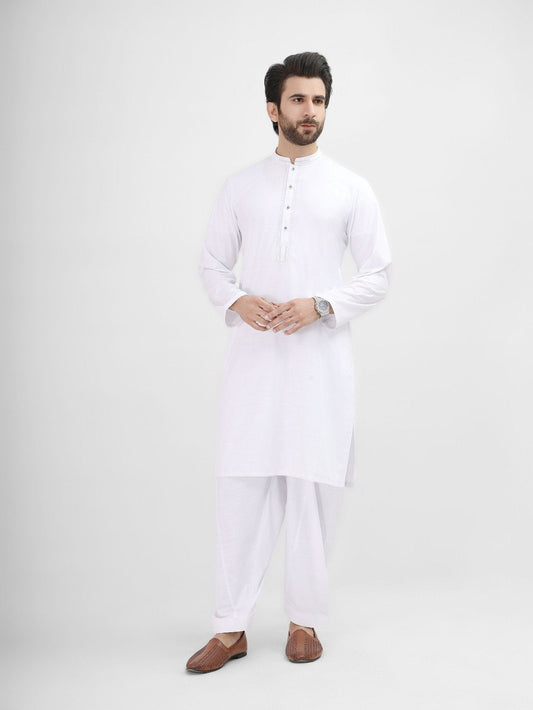 Edenrobe - Men's White Kurta Shalwar - EMTKS22S-40927