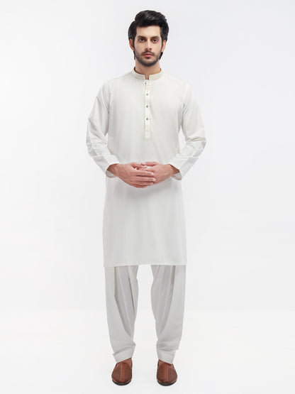 Edenrobe - Men's Off White Kurta Shalwar - EMTKS22S-40938