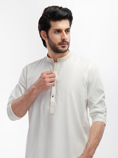 Edenrobe - Men's Off White Kurta Shalwar - EMTKS22S-40938