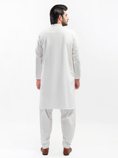 Edenrobe - Men's Off White Kurta Shalwar - EMTKS22S-40938