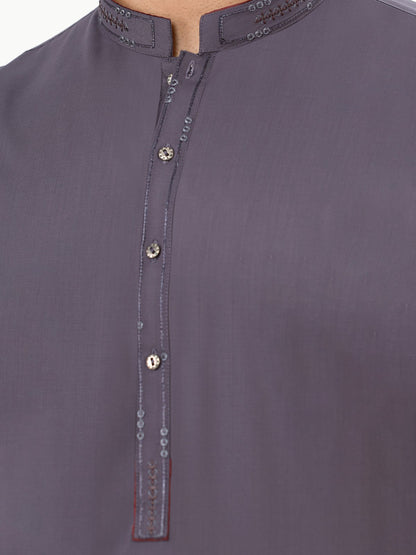 Edenrobe - Men's Purple Kurta Shalwar - EMTKS22S-40951