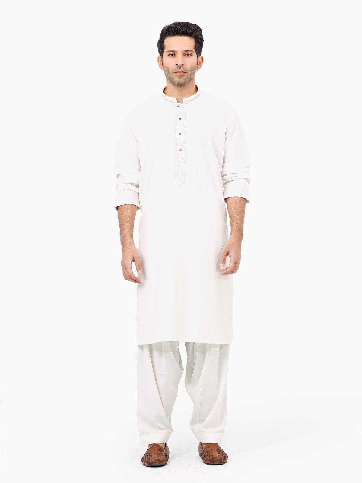 Edenrobe - Men's Off White Kurta Shalwar - EMTKS22S-40955