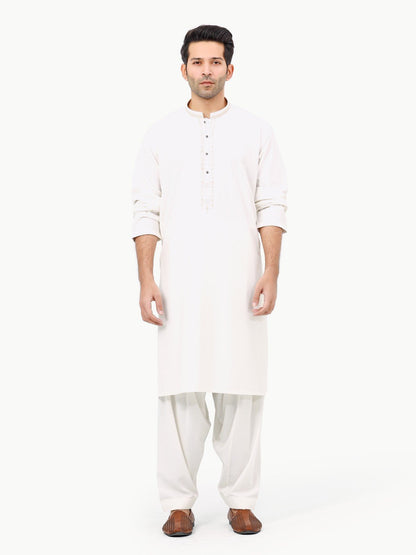 Edenrobe - Men's Off White Kurta Shalwar - EMTKS22S-40955