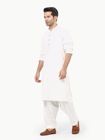 Edenrobe - Men's Off White Kurta Shalwar - EMTKS22S-40955