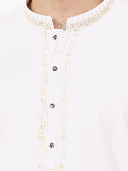 Edenrobe - Men's Off White Kurta Shalwar - EMTKS22S-40955