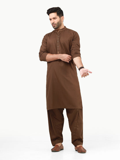 Edenrobe - Men's Brown Kurta Shalwar - EMTKS22S-40958