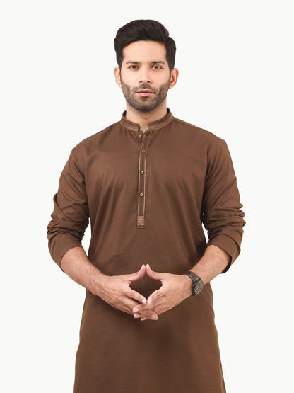 Edenrobe - Men's Brown Kurta Shalwar - EMTKS22S-40958