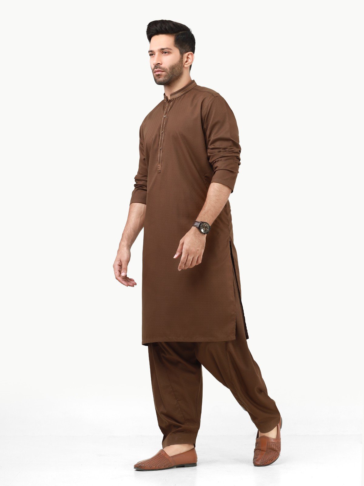 Edenrobe - Men's Brown Kurta Shalwar - EMTKS22S-40958