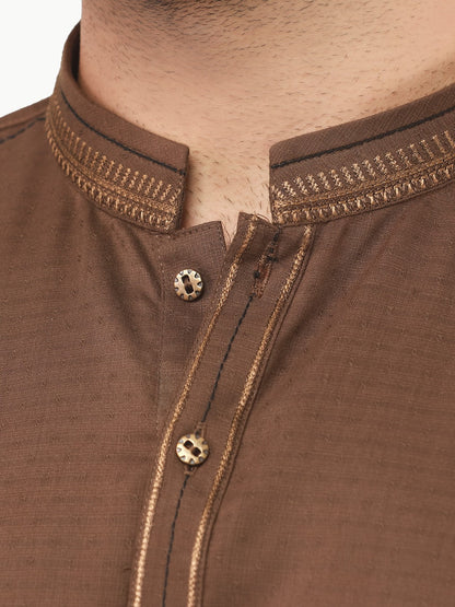 Edenrobe - Men's Brown Kurta Shalwar - EMTKS22S-40958
