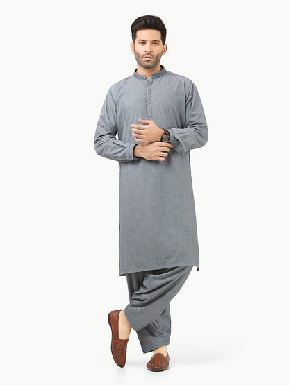 Edenrobe - Men's Steel Blue Kurta Shalwar - EMTKS22S-40965