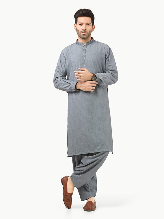 Edenrobe - Men's Steel Blue Kurta Shalwar - EMTKS22S-40965
