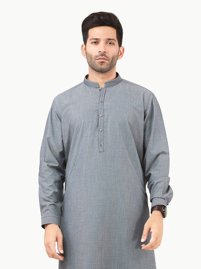 Edenrobe - Men's Steel Blue Kurta Shalwar - EMTKS22S-40965