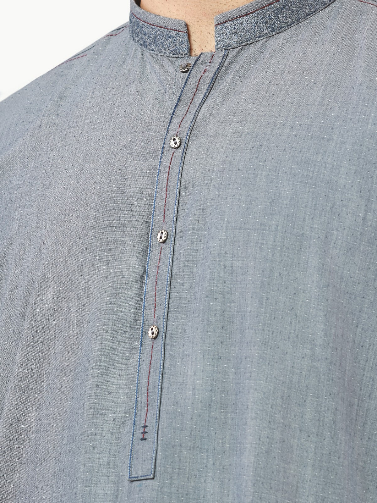 Edenrobe - Men's Steel Blue Kurta Shalwar - EMTKS22S-40965